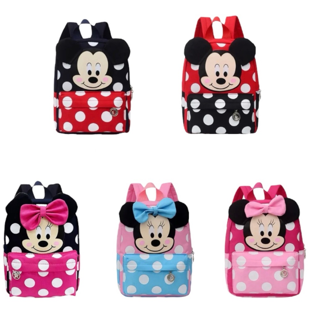 Children 10inx8in Polkadot 2-zipper pocket bag-packs-5 styles available